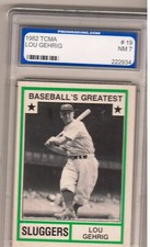 1982, TCMA, LOU GEHRIG, BASEBALL'S GREATEST, SLUGGERS CARD # 19, PGS 7