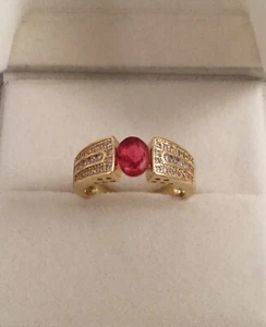 Vintage Jewellery Gold Ring Ruby White Sapphires Antique Deco Jewelry size 7 - Picture 1 of 10