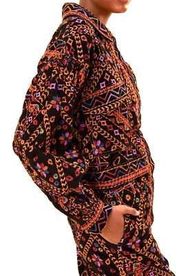 FARM RIO Jumpsuit Size XXS Cotton Corduroy Colorful Embroidery Front Snaps NWT - Image 1 of 4