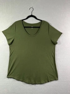 Ana Womens Top XXL Green Scoop Neck Short Sleeve TShirt Rounded Hem Fitted - Picture 1 of 10