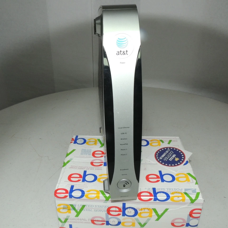 2Wire AT&T 3800HGV-B Gateway, U-Verse 4-Port Ethernet Silver (No Power Cable)  - Image 1 of 4