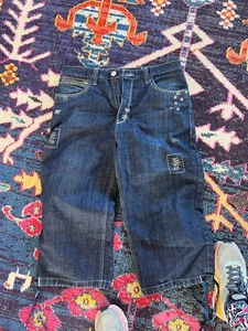 Miskeen Originals Long  Jean Shorts  Men's Sz  36 Hip Hop Rap UrbanY2k - Picture 1 of 6
