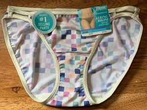 "NEU" VANITY FAIR NYLON BIKINI HÖSCHEN GRÖSSE 5 SMALL WEISS MIT KAROBOXEN - Bild 1 von 6