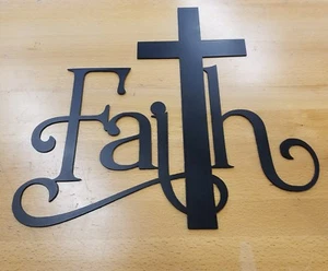 Faith cross metal wall art plasma cut home decor gift idea - Picture 1 of 2