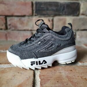 FILA Disruptor II Running Shoe Toddler Size 9 Denim White Grey 7FM00673-013