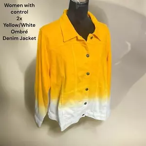 Women with control, Size 2X, Yellow/White Ombré, Denim Jacket. (6)NWT - Picture 1 of 12