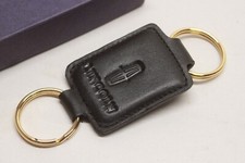 NOS Vintage Lincoln Accessory Leather & Gold Tone Keychain Tag Fob FoMoCo Part
