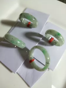 Icy Genuine Myanmar green Jadeite jade band Ring Dia 16-20mm - Picture 1 of 9