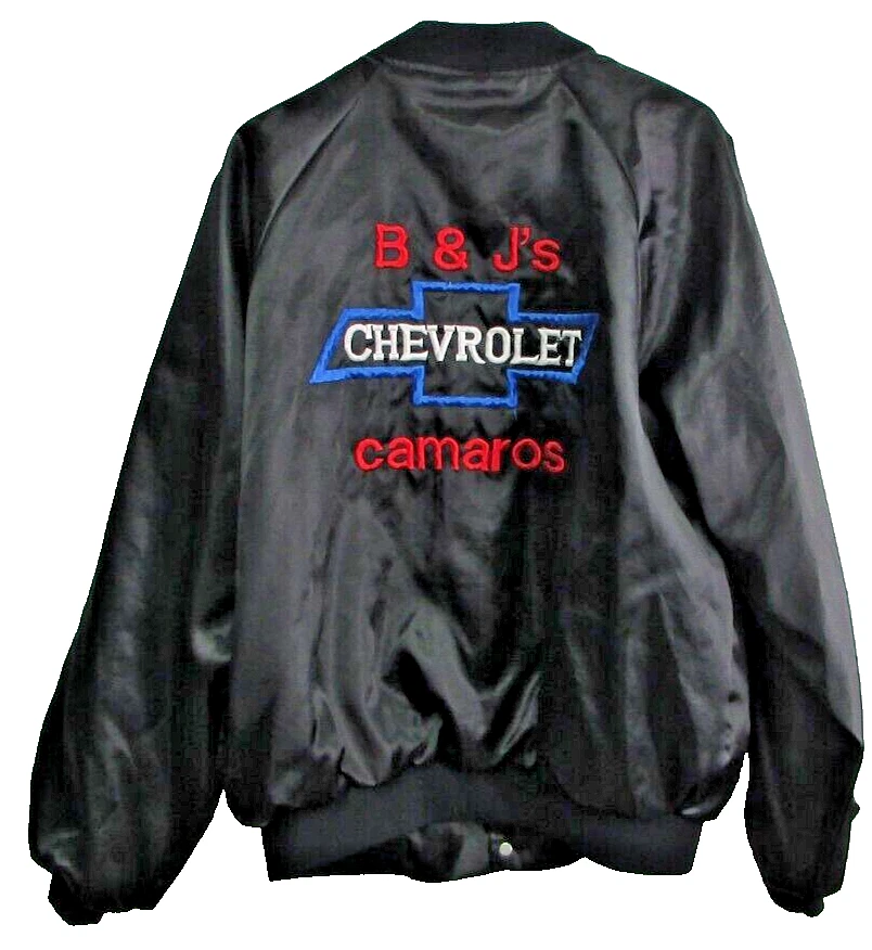 Vintage 80s Chevrolet Camaro Embroidered Bomber Satin Jacket Fits Mens L-XL USA - Image 1 of 4