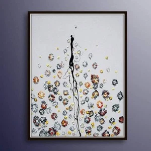 Pintura abstracta de abejas 40", pintura al óleo original hecha a mano, arte contemporáneo - Imagen 1 de 6