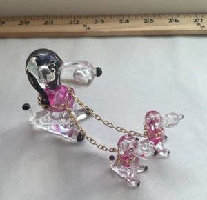 Vintage Clear Lucite Snoopy Figurine Pink Accent 1960’s Hong Kong - Picture 1 of 5