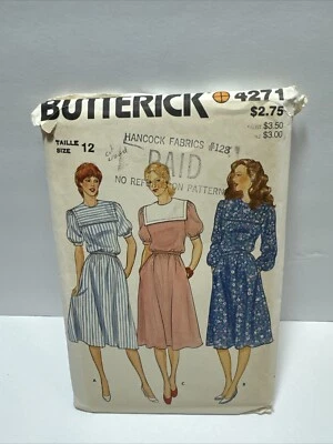 Butterick 4271 Misses Dress Sailor Collar Pattern 12 *Cut Around Pattern Read - Image 1 of 3