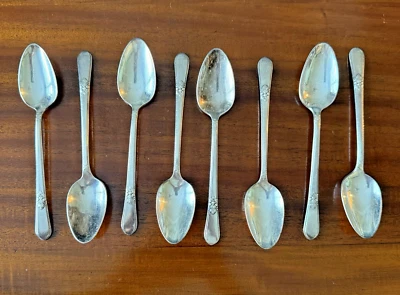 Set of 8 Vintage 1847 Rogers Bros IS teaspoons 6 1/8" - Rare Size Adoration? - Image 1 of 4