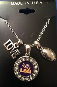 New LSU Tigers Love Football 18" Necklace,NCAA,Charm,Gift for Her Mom - Picture 1 of 1