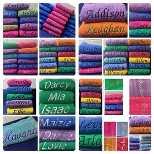 Personalised Embroidered Bath Beach or Pool Towels Soft Vibrant Colors Gift Idea - Picture 1 of 32