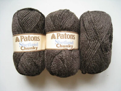 Patons Shetland Chunky Yarn Lot of 3x100g Skeins Earthy Brown Wool Acrylic Knit - Изображение 1 из 4