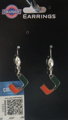 Miami Hurricanes Dangle Earrings (Crystal Bead) NCAA Licensed Jewelry Cover