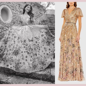 NWT $798 Mac Duggal [ 8 ] 5637 Flounce Sleeve V Neck Gown A Line Copper #J686 - Picture 1 of 16