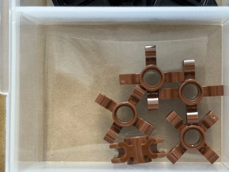 LEGO Parts - Reddish Brown Technic Connector Round 4 Clips - No 90202 - QTY 5 - Image 1 of 1