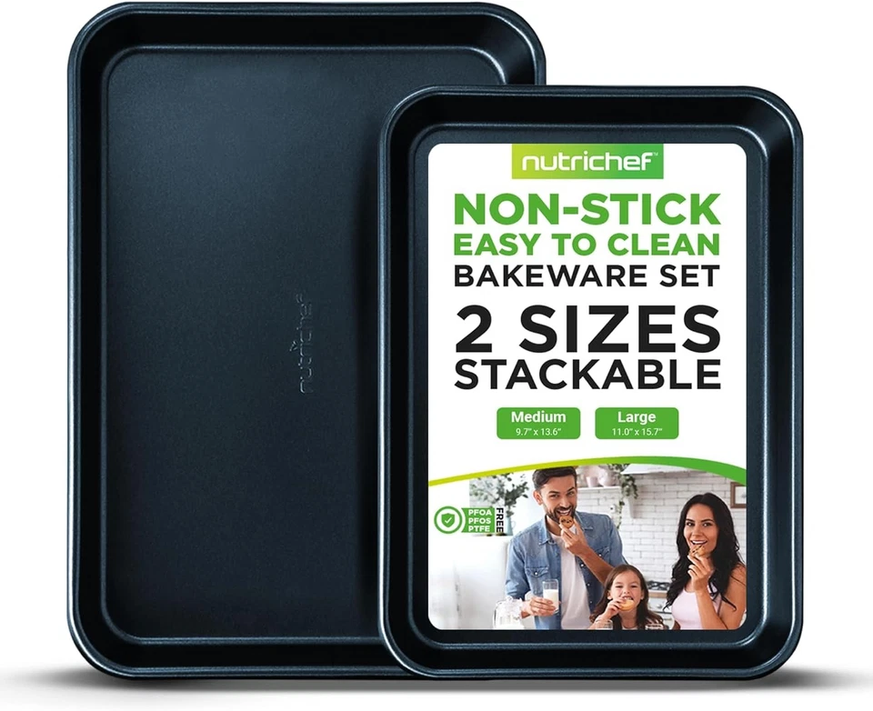 NutriChef NC2TRBU 2-Pc. Nonstick Cookie Sheet Baking Pan