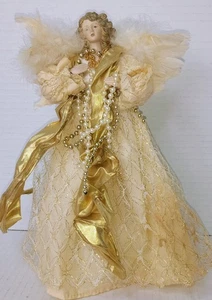 "Decoración de Navidad vintage oro blanco, adorno de árbol de ángel plumas de 10""" - Imagen 1 de 3