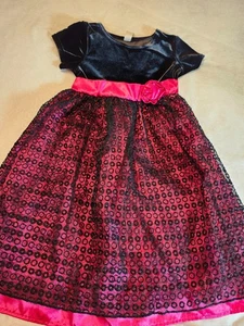 Cherokee girls dress size 6 lace overlay satin Christmas  holiday parties preown - Picture 1 of 6