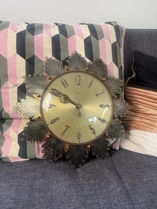 Vintage Mid Century Metamec Sun Burst Gold Wall Clock - Picture 1 of 7