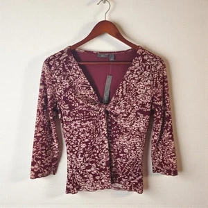 Apt. 9 Burgundy Floral Twist Front Blouse – Size Medium, NWT - Picture 1 of 11