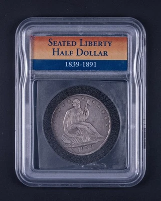 Полдоллара 1858-O с сидящей Свободой 90% серебро США VF WB-GR33 - Изображение 1 из 2