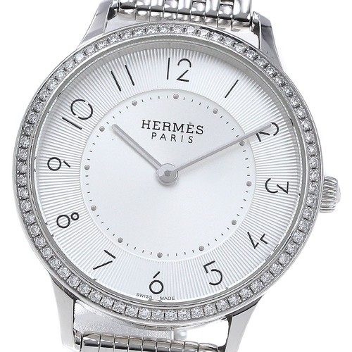 HERMÈS HERMES Slim du Hermes CA2.230 lunetta diamantata quadrante argento quarzo donna_842247