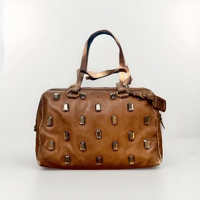 Authentic Prada Cervo Pietro Bauletto Tote Classic Doctor’s Bag Brown Leather  - Image 1 of 4