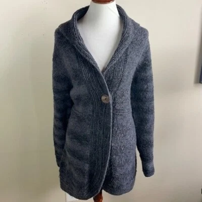 Cárdigan de punto grueso largo gris multicolor Tweeds para mujer con botones (1X) Foto 1 de 4