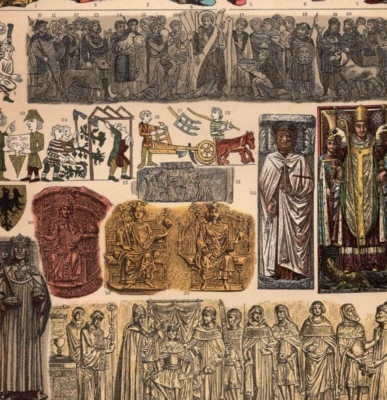 JESTER HERÁLDICA - Rei religioso vida medieval alemão 1884 impressão antiga com vídeo - Imagem 1 de 2