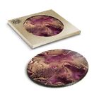 1 x Boxed Round Coasters - Pink Gold Ink Art Marble Effect #24024
