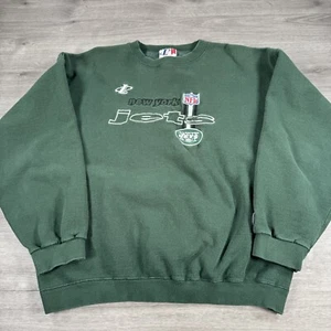 Vintage 90s New York Jets Crewneck Sweatshirt NFL Football Faded Green XL - Picture 1 of 8