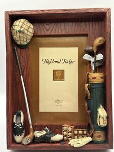 NEW! RUSS BERRIE AND CO. HIGHLAND RIDGE GOLF PHOTO FRAME WITH FUN GOLFERS DETAIL