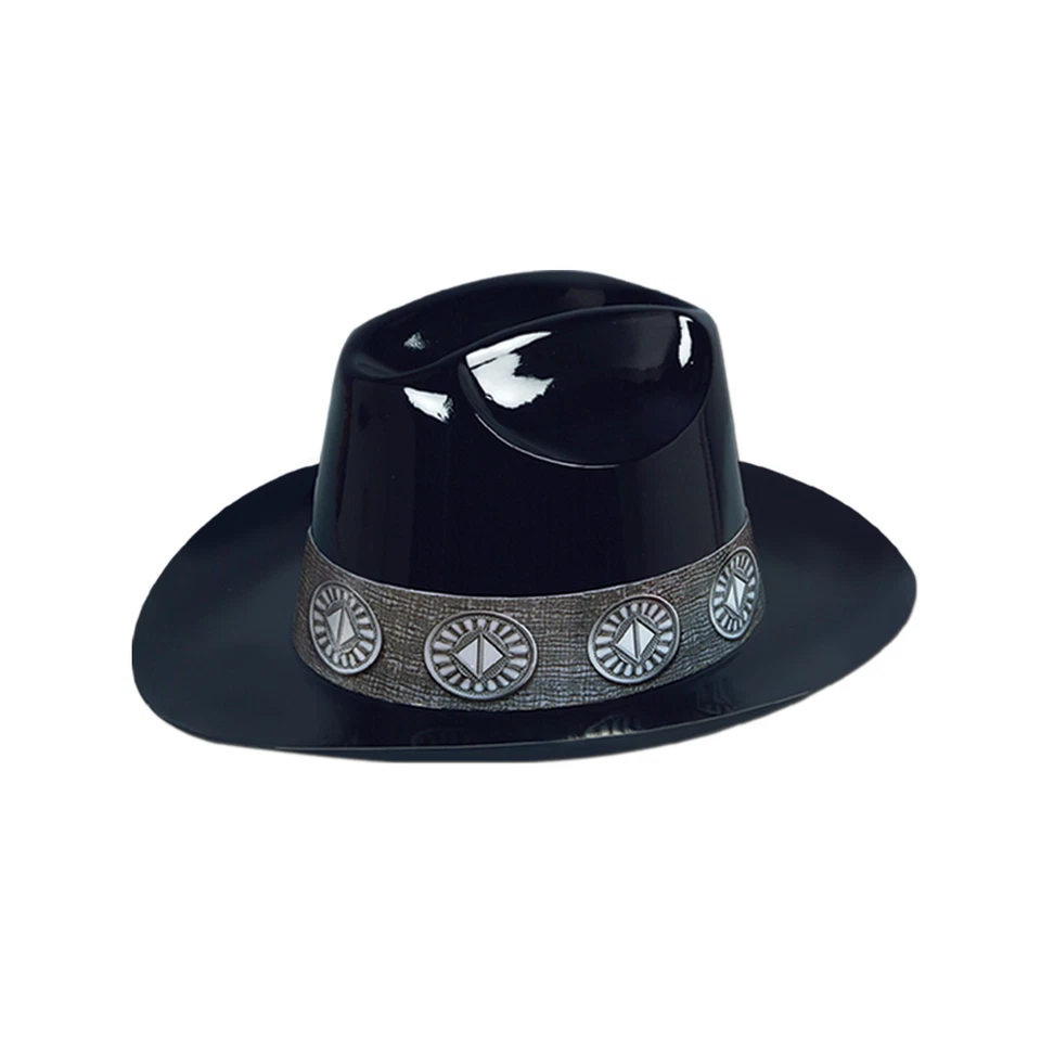 Black Plastic Cowboy Hat #66741 8 pieces one size fits most adults