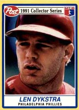 1991 Post Cereal Baseball #8 Lenny Dykstra Philadelphia Phillies