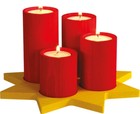 Adventskranz Stern mit 4 Stumpenkerzen für Teelicher 12 cm #4320