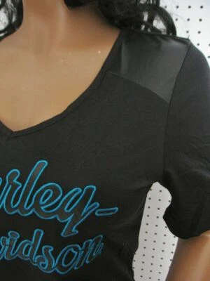 Nuevo con etiquetas Camiseta Top Harley Davidson *Ángel en Cuero* Cuero Piezas Foto 1 de 4