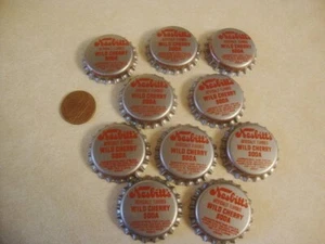 Vintage Cork Back Soda Pop Bottle Caps x10 NESBITT'S WILD CHERRY Advertising NOS - Picture 1 of 3