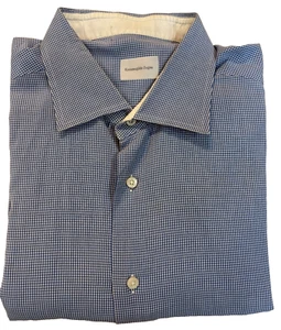 Ermenegildo Zegna Oberhemd Herren 17,5 - 34 Regular Fit blau kariert 100% Baumwolle - Bild 1 von 9
