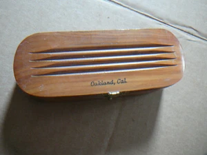 OAKLAND CA CALIFORNIA Vintage CEDAR WOOD - Hinged Lid Trinket Jewelry Box - vg - Picture 1 of 5