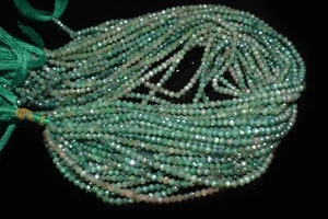 Natural 3-4MM Coted Green Aventurine Faceted Rondelle Gemstone Beads 12" Strands - Picture 1 of 10