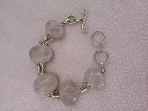 Pink Quartz Bracelette set in silver 7.5 inches - Picture 1 of 5