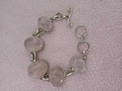 Pink Quartz Bracelette set in silver 7.5 inches - Image 1 of 4