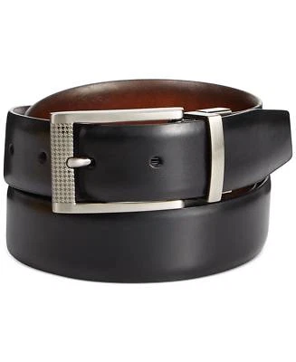 Cinturón informal $225 Ryan Seacrest para hombre negro imitación cuero hebilla reversible 34 Foto 1 de 4