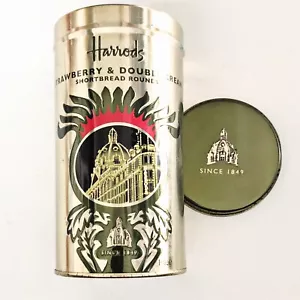 Harrods Empty Tin Box Knightsbridge London Biscuit Strawberry Double Cream Art - Picture 1 of 12