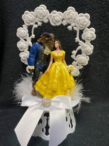 Beauty and the Beast Disney Wedding Cake Topper Belle Groom Top Yellow dress 