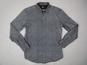 Diesel Shirt Mens Medium Gray Slim Fit Button Up Long Sleeve AOP Abstract Retro - Picture 1 of 9